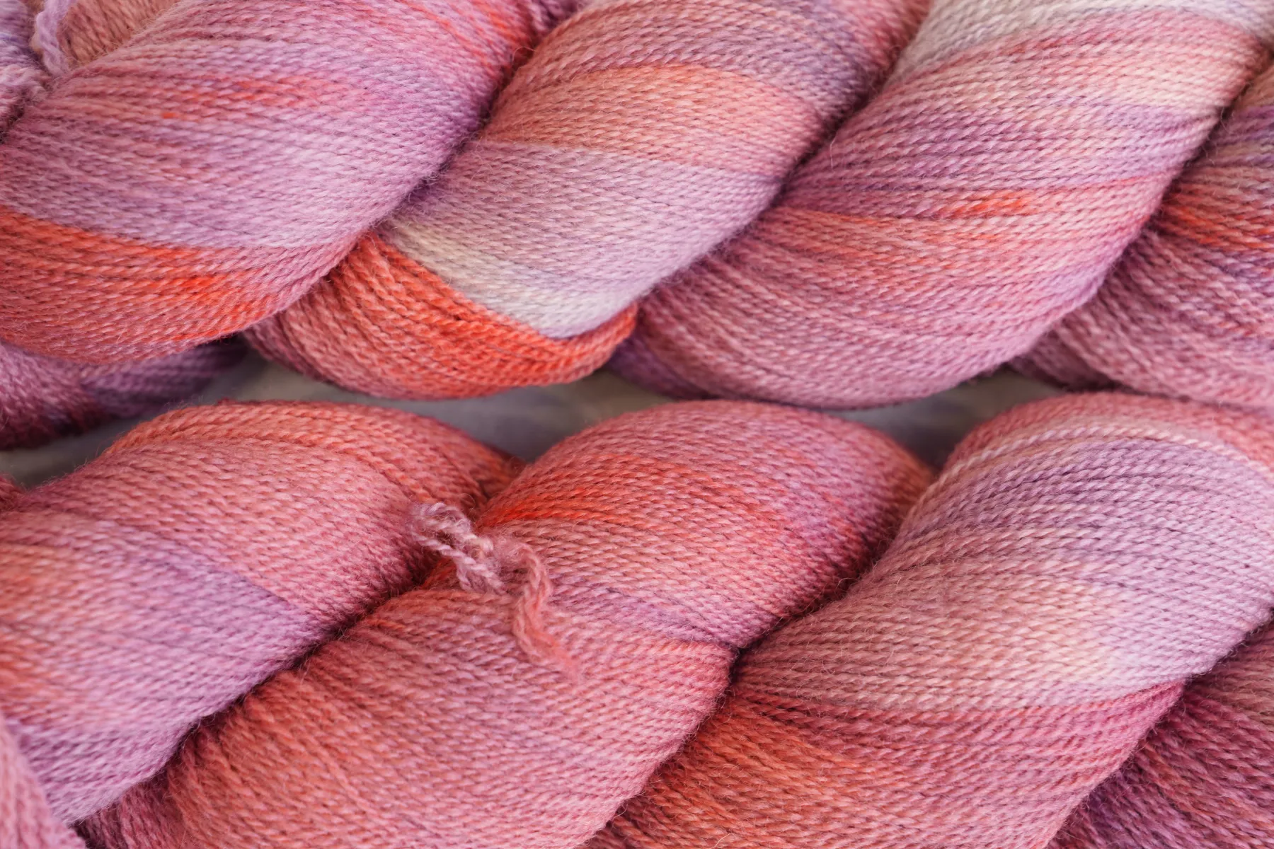 Multicolor skeins in coral, pink and lilac